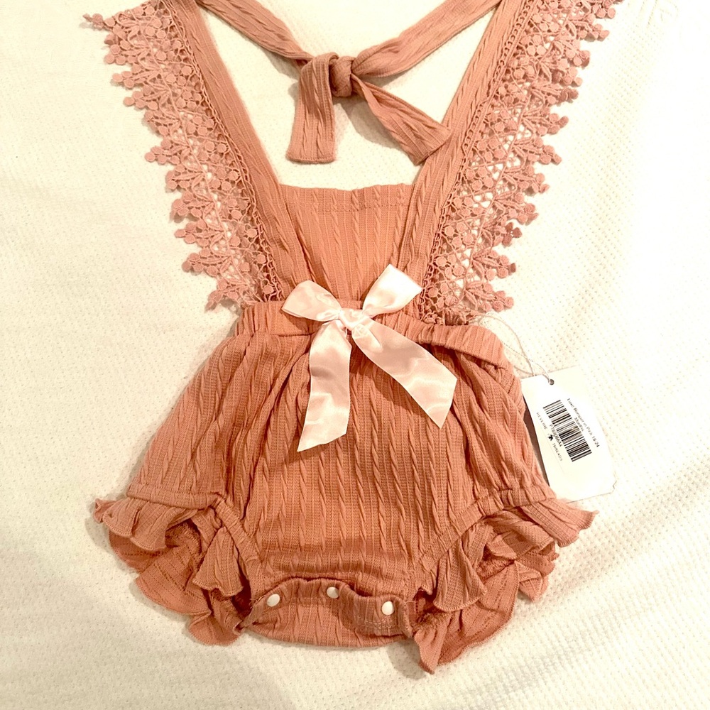 Adorable Pink Lace Baby Romper